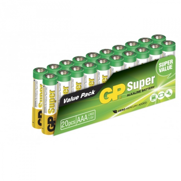 Alkaline battery 20 x AAA / LR03 SUPER - 1,5V - GP Battery