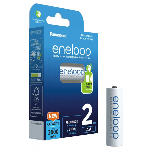 Panasonic Eneloop R6 AA 2000mAh x 2 rechargeable batteries (blister)