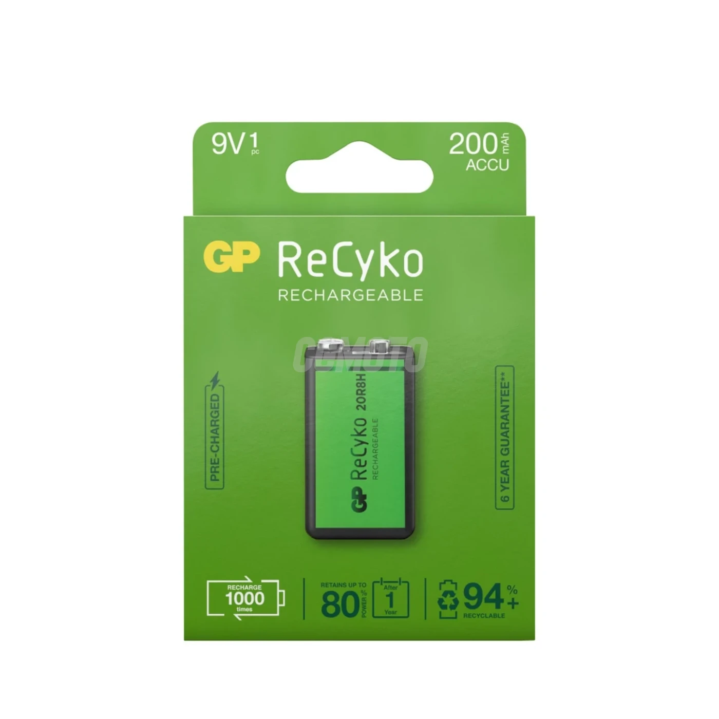 1 battery rechargeable NIMH 6LF22 9 V Recyko 200 mAh