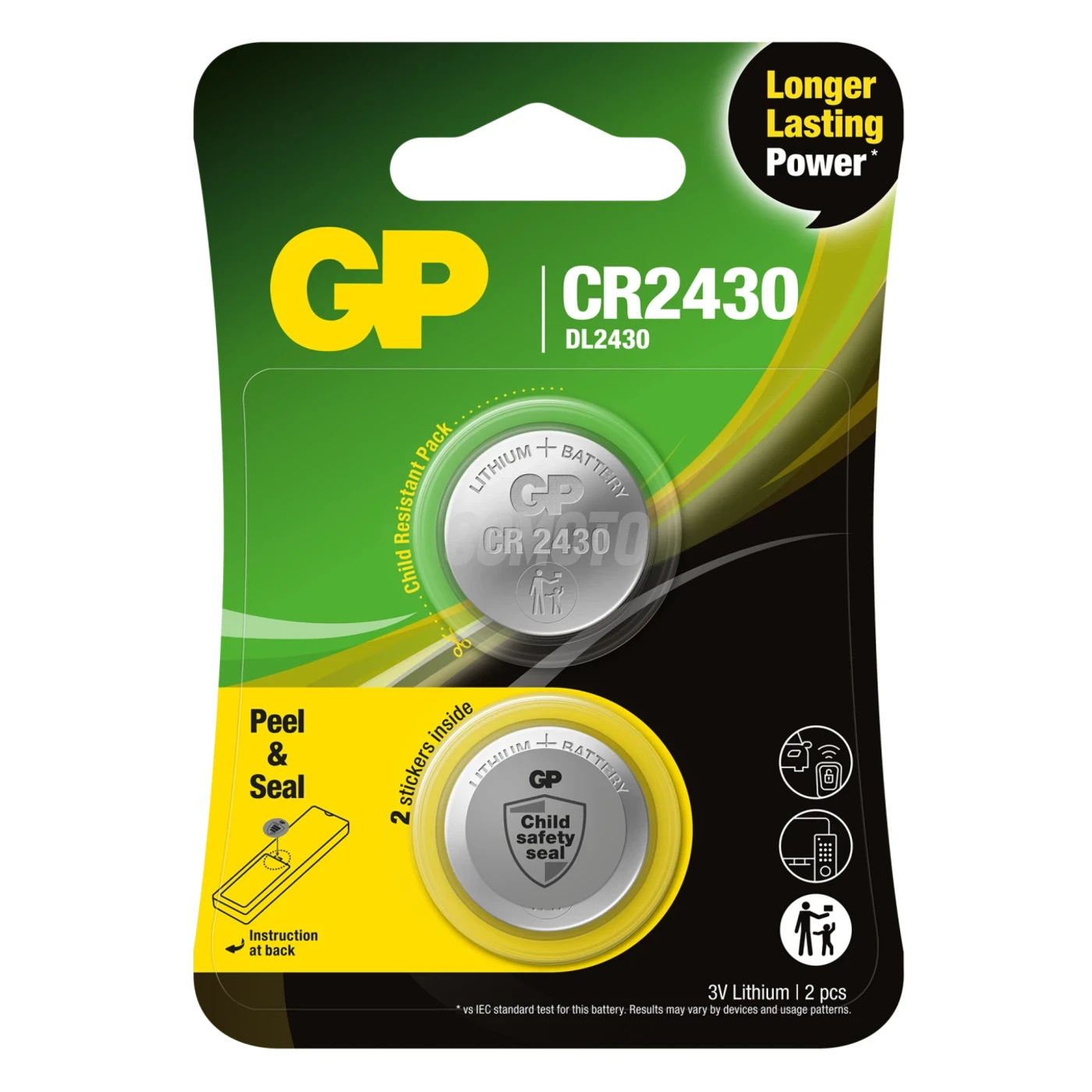 2 lithium button batteries CR2430 3 V 