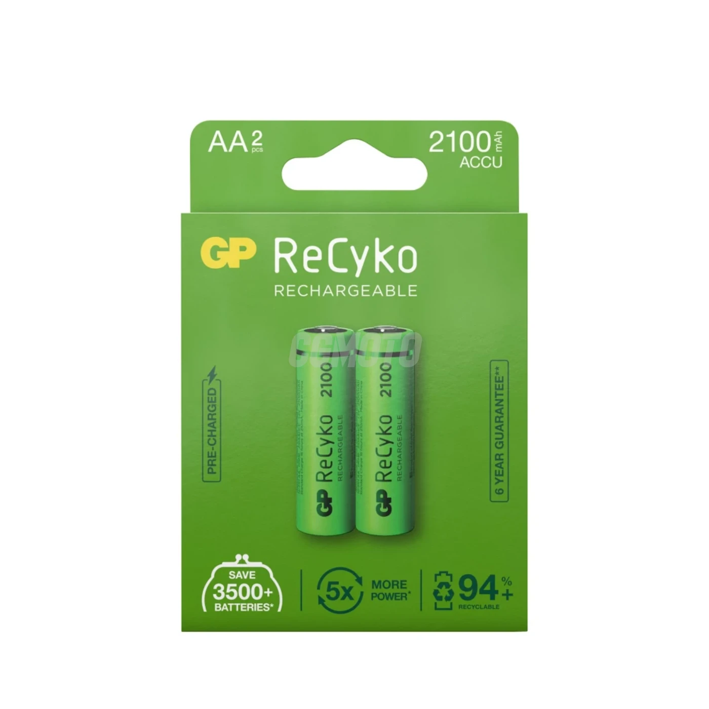 2 rechargeable NIMH batteries AA 1,2 V Recyko 2100 mAh
