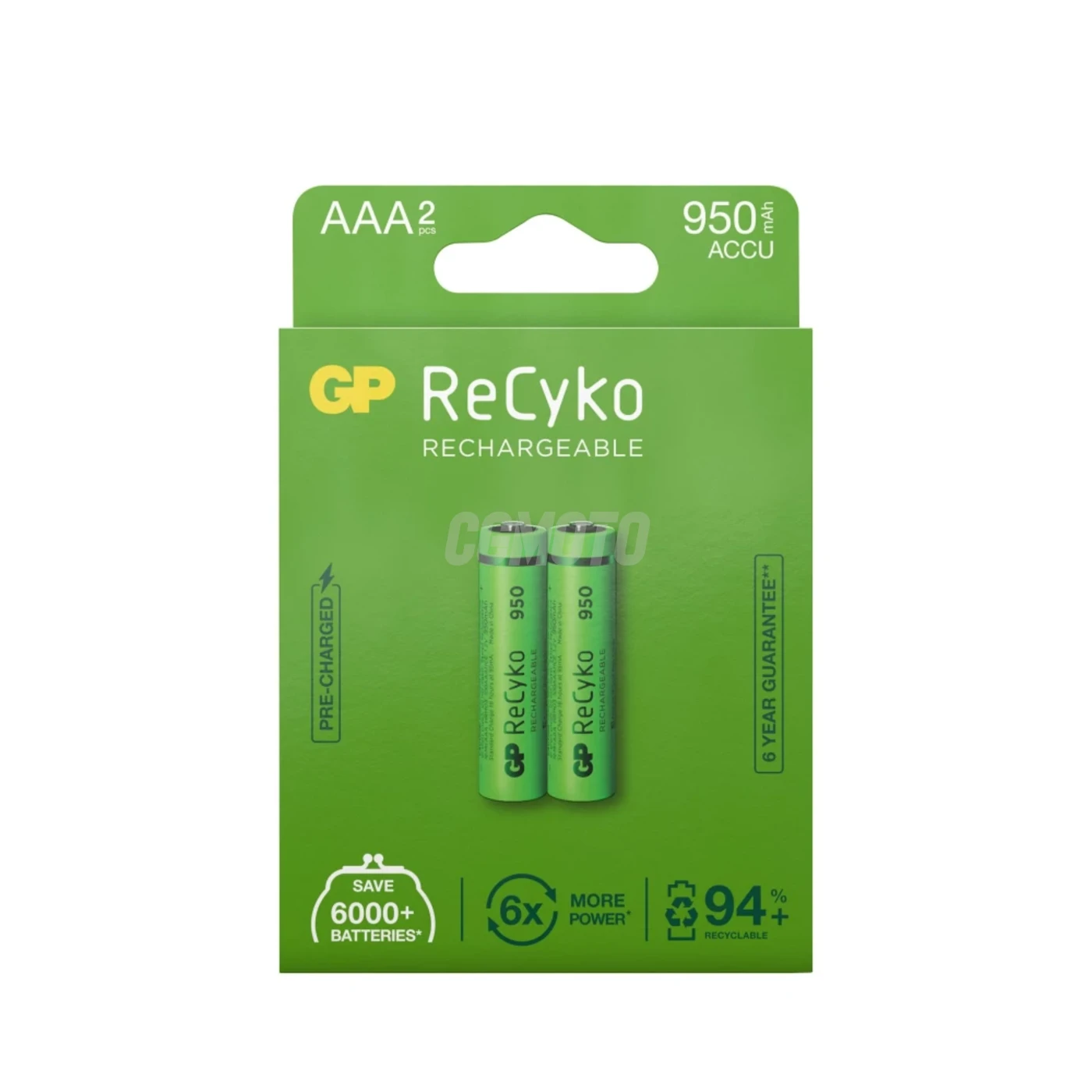 2 rechargeable NIMH batteries AAA 1,2 V Recyko 950 mAh
