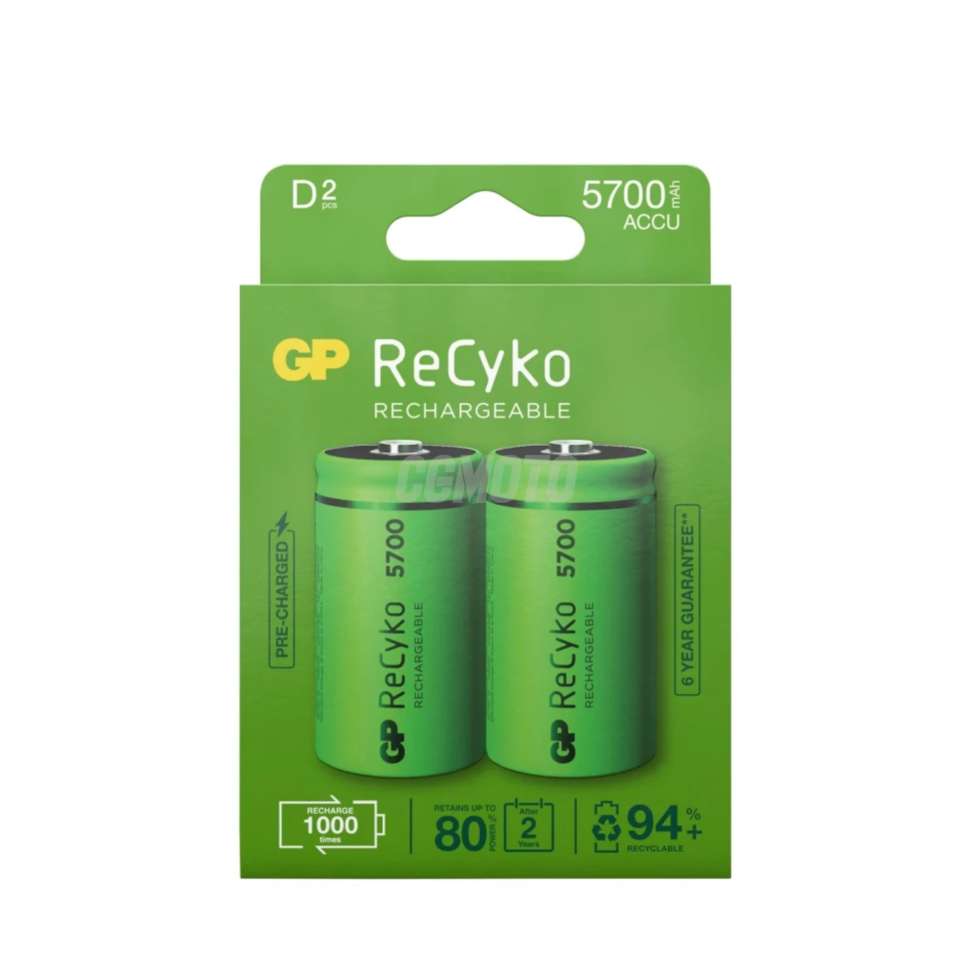 2 rechargeable NIMH batteries D 1,2 V Recyko 5700 mAh