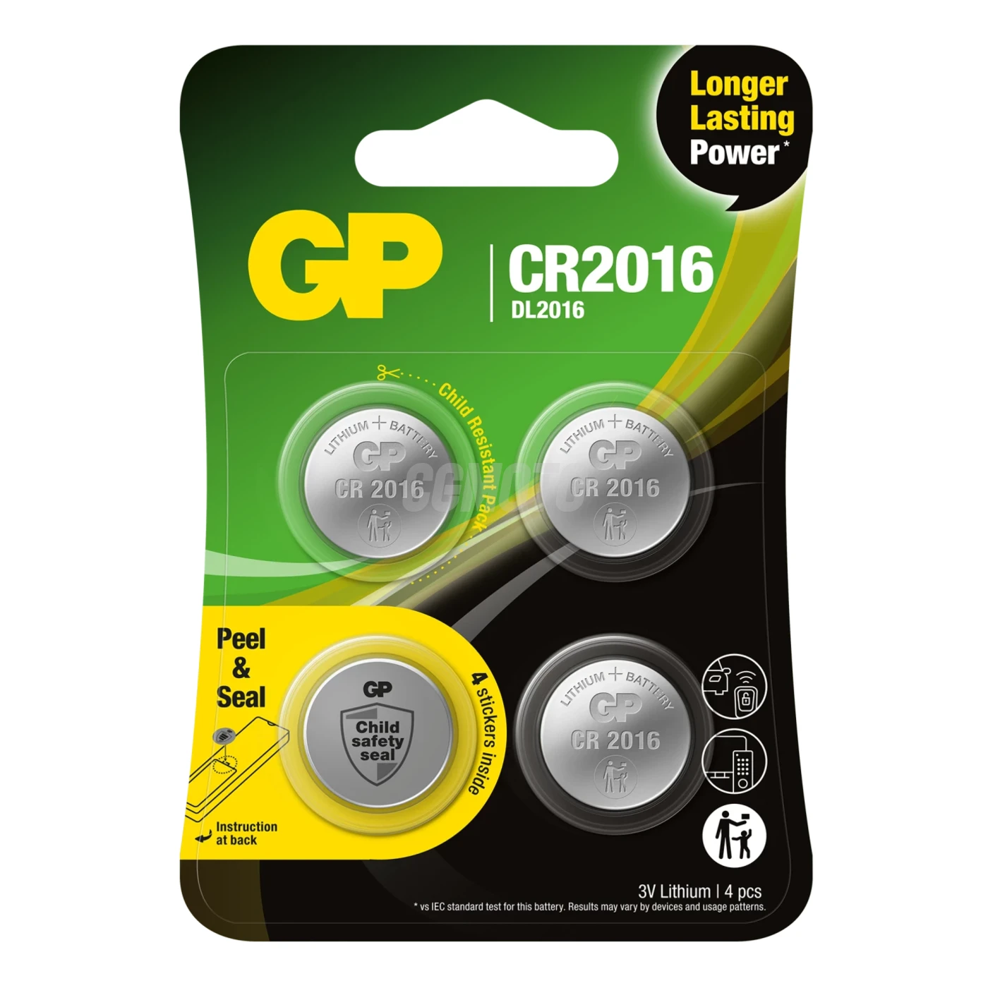 4 lithium button batteries CR2016 3 V 