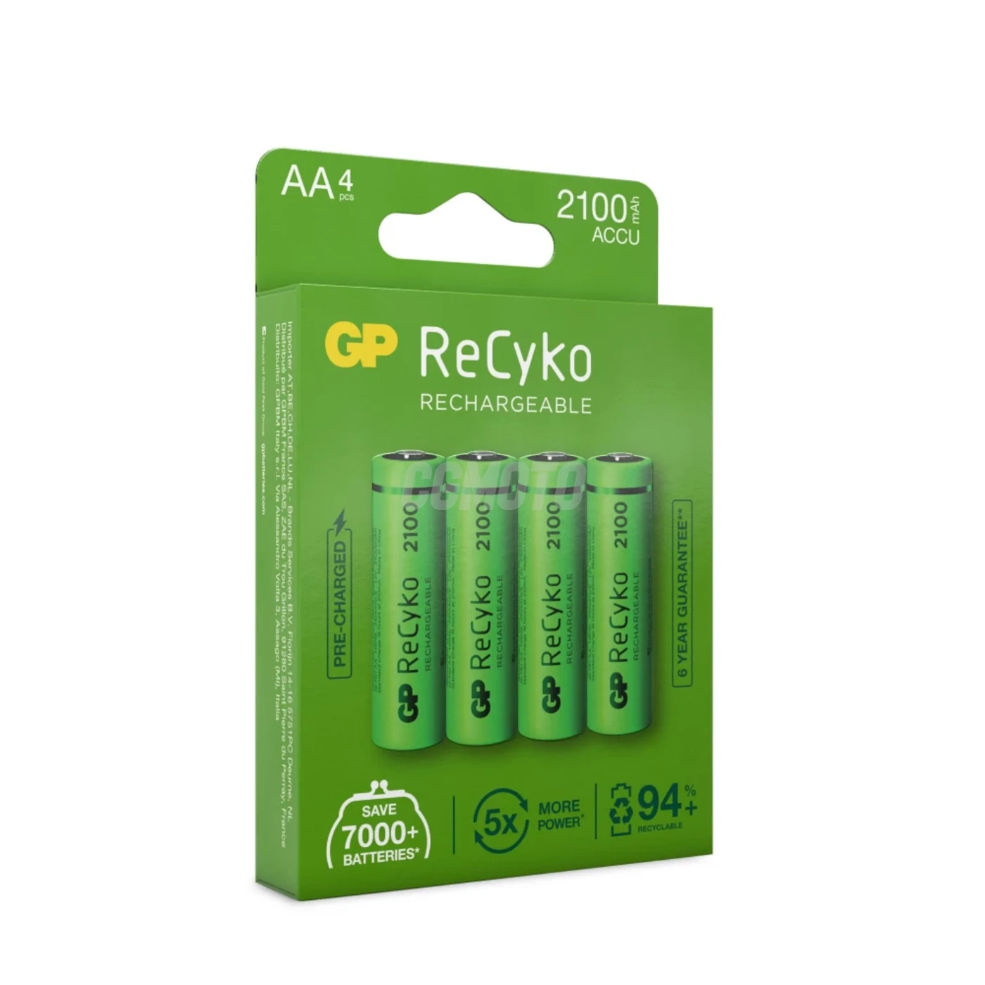 4 rechargeable NIMH batteries AA 1,2 V Recyko 2100 mAh