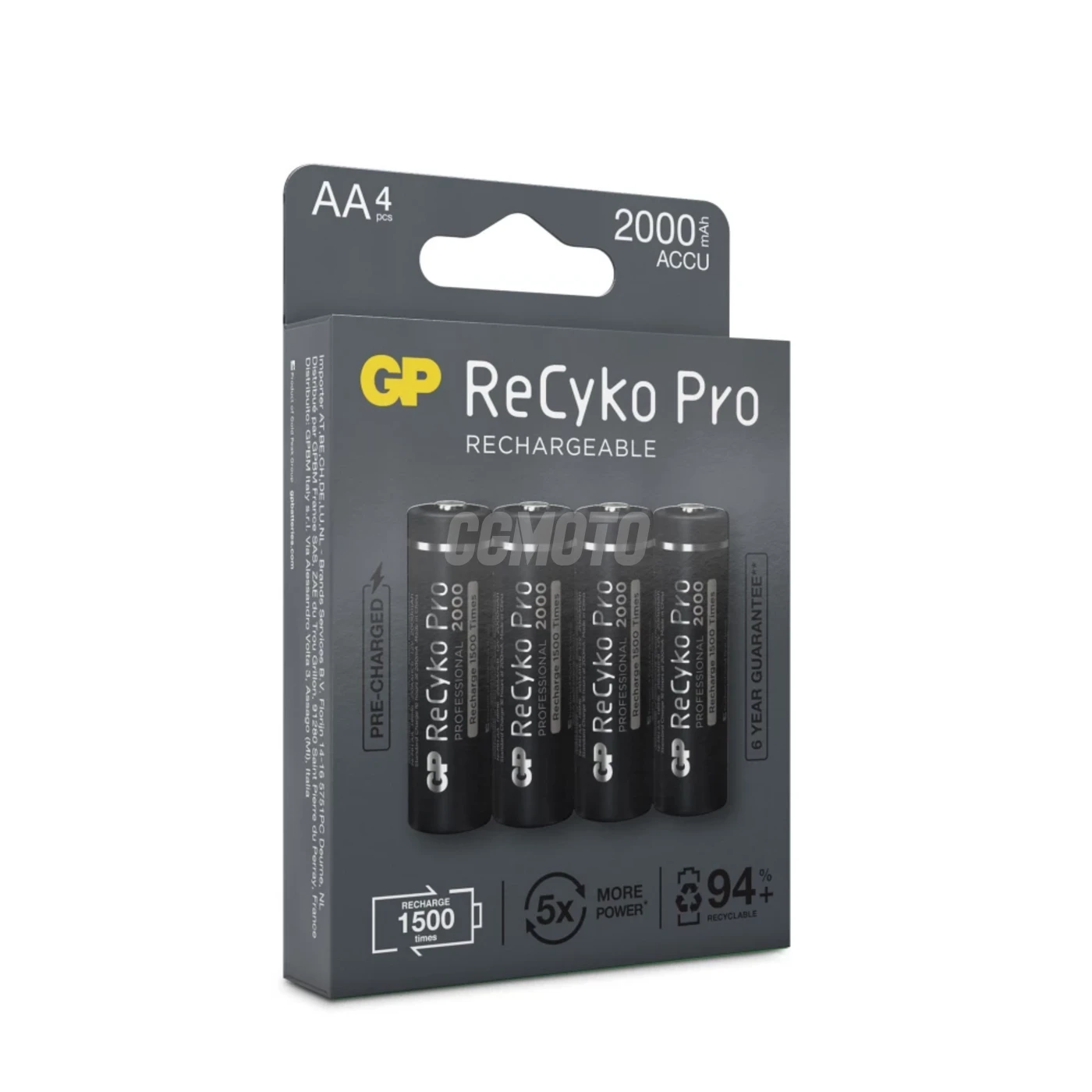 4 rechargeable NIMH batteries AA 1,2 V Recyko Pro 2000 mAh