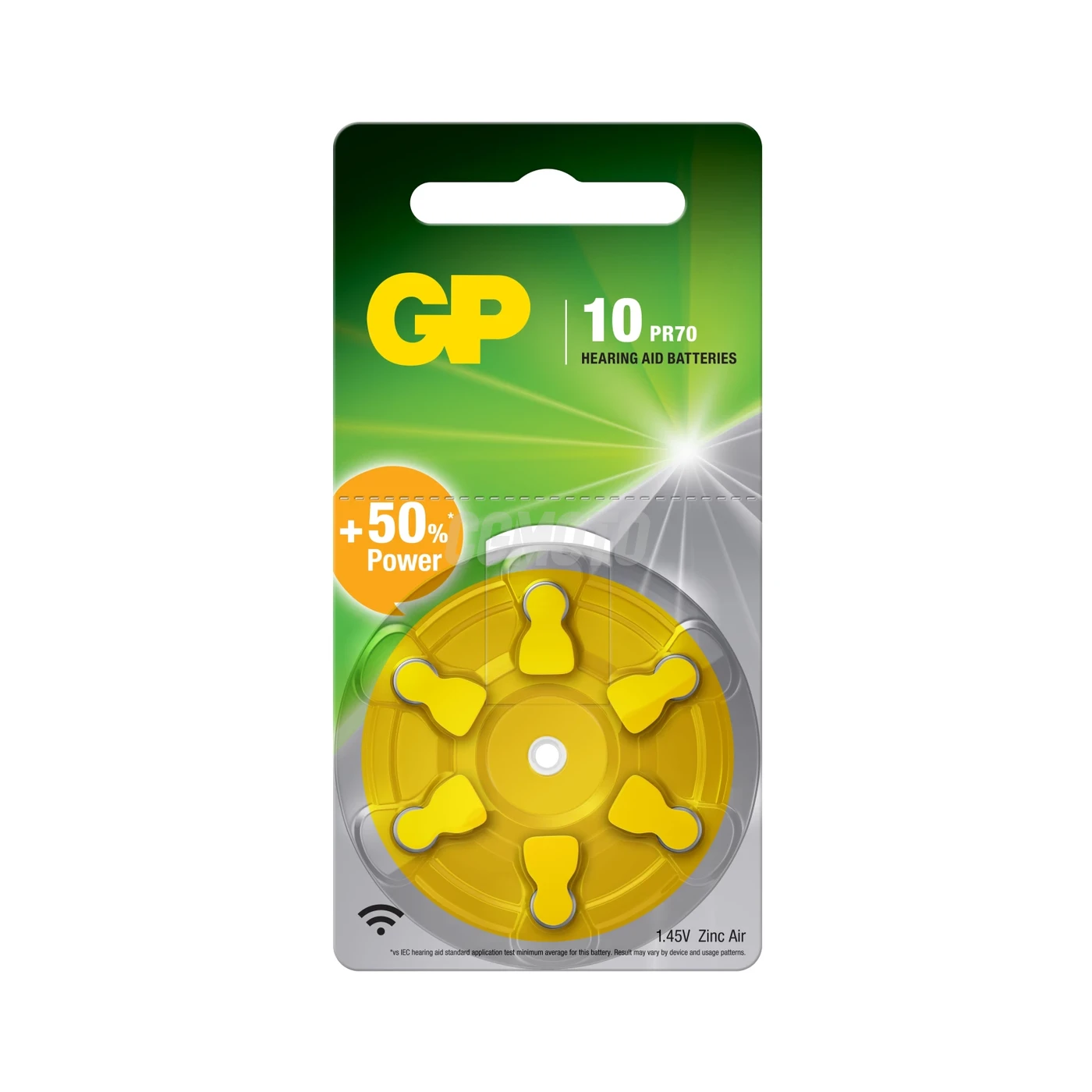 6 zinc-air hearing aid batteries A10 1,45 V 