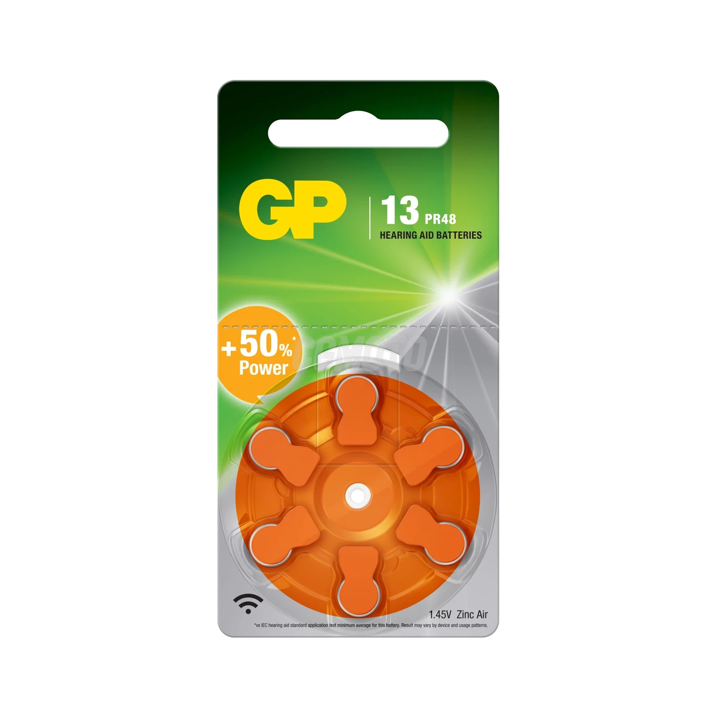 6 zinc-air hearing aid batteries A13 1,45 V 