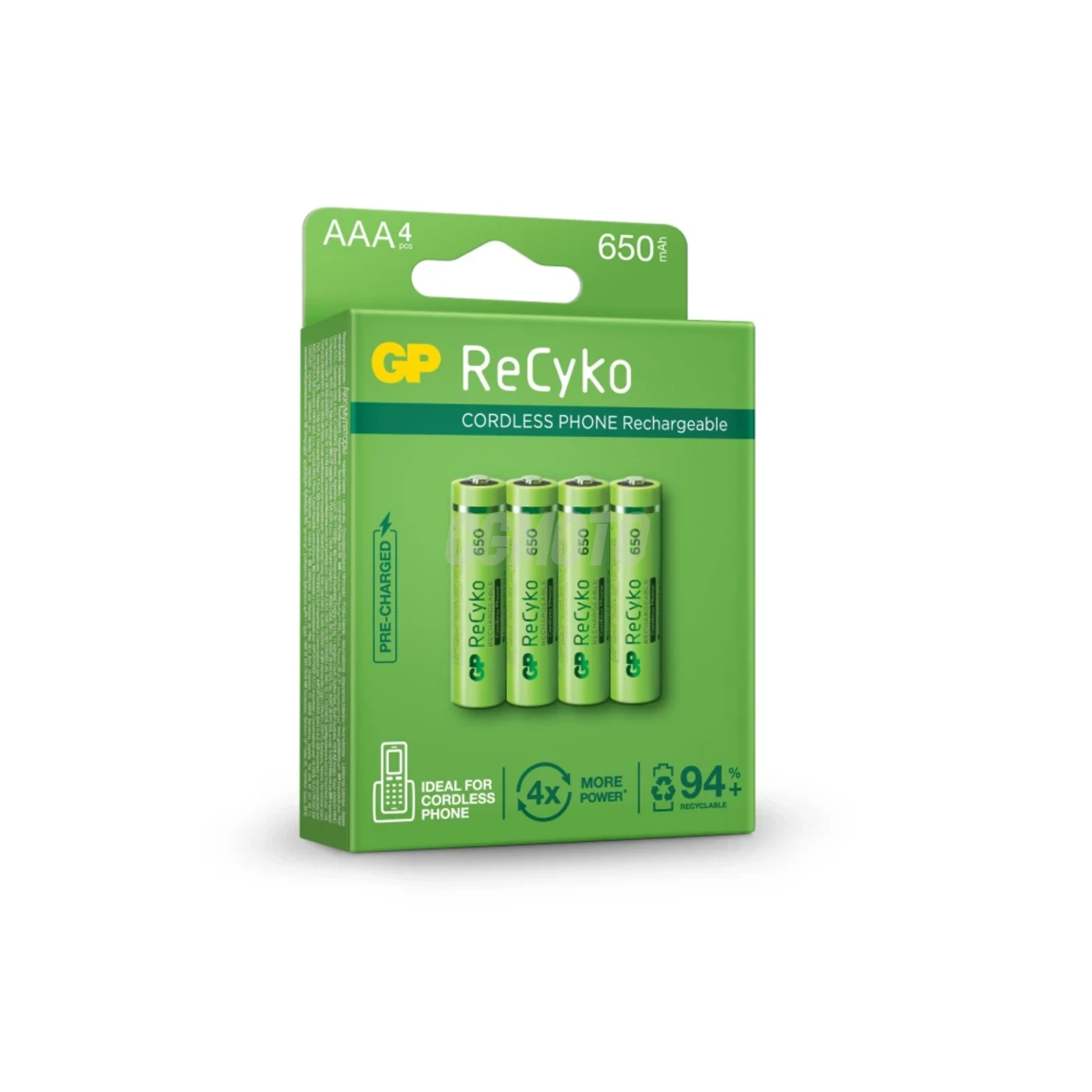 Blister of 4 batteries rechargeable Recyko+ AAA 650mAh Dect Phone Power Blister of 4 batteries rechargeable Recyko+ AAA 650mAh Dect Phone Power