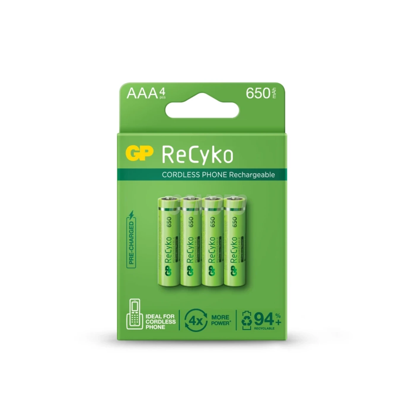 Blister of 4 batteries rechargeable Recyko+ AAA 650mAh Dect Phone Power