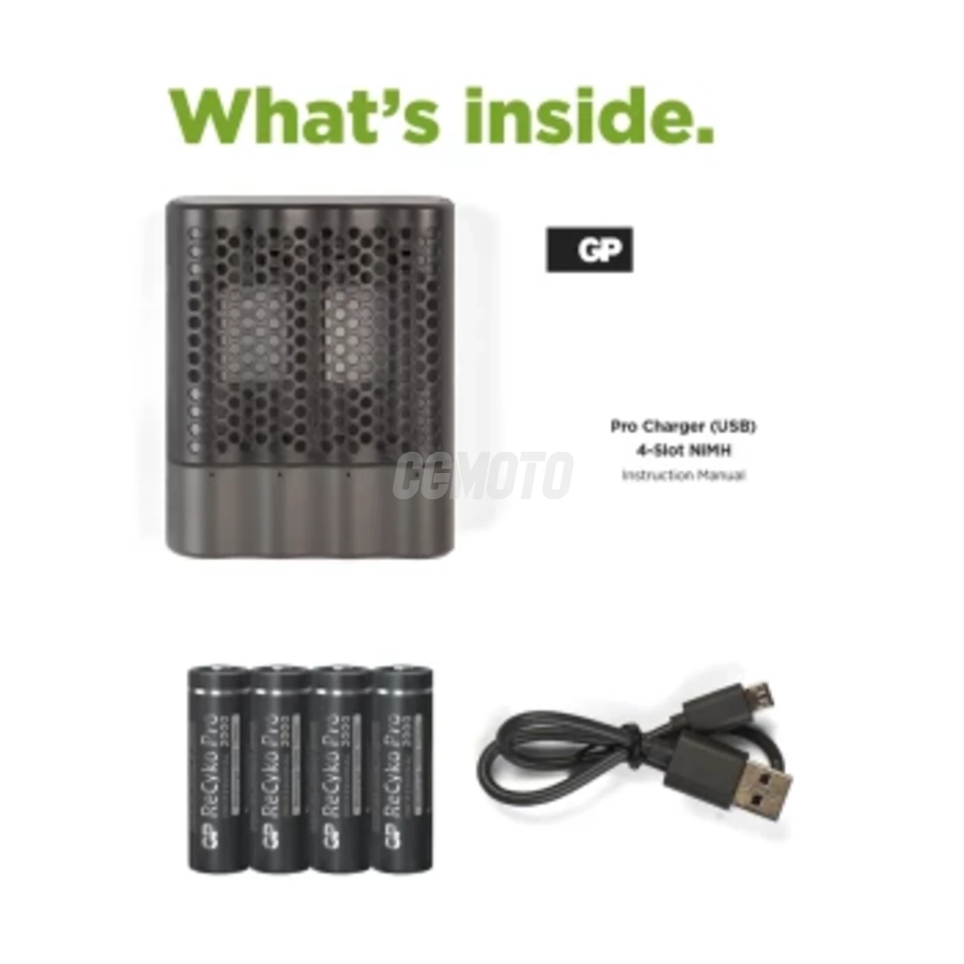 Fast charger USB GP P461  + 4 NiMH batteries AA 2000 mAh Pro