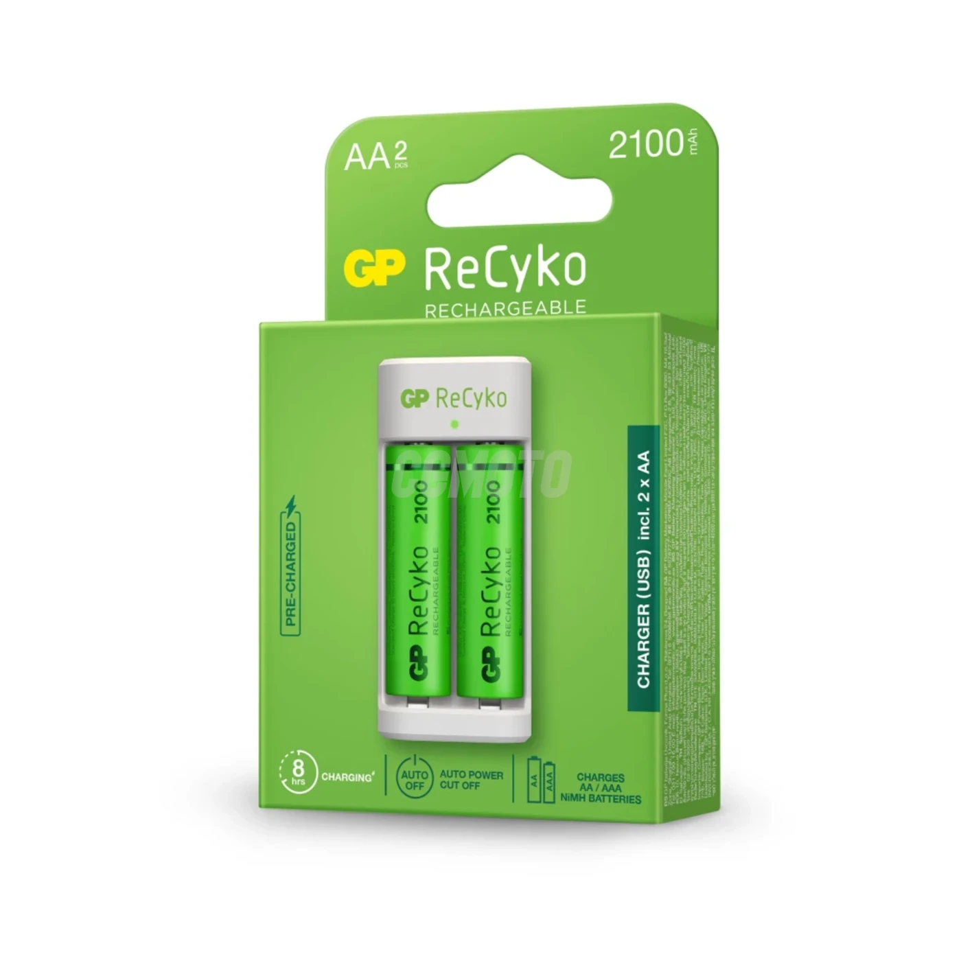 Standard charger GP E211 + 2 NiMH batteries AA 2100 mAh