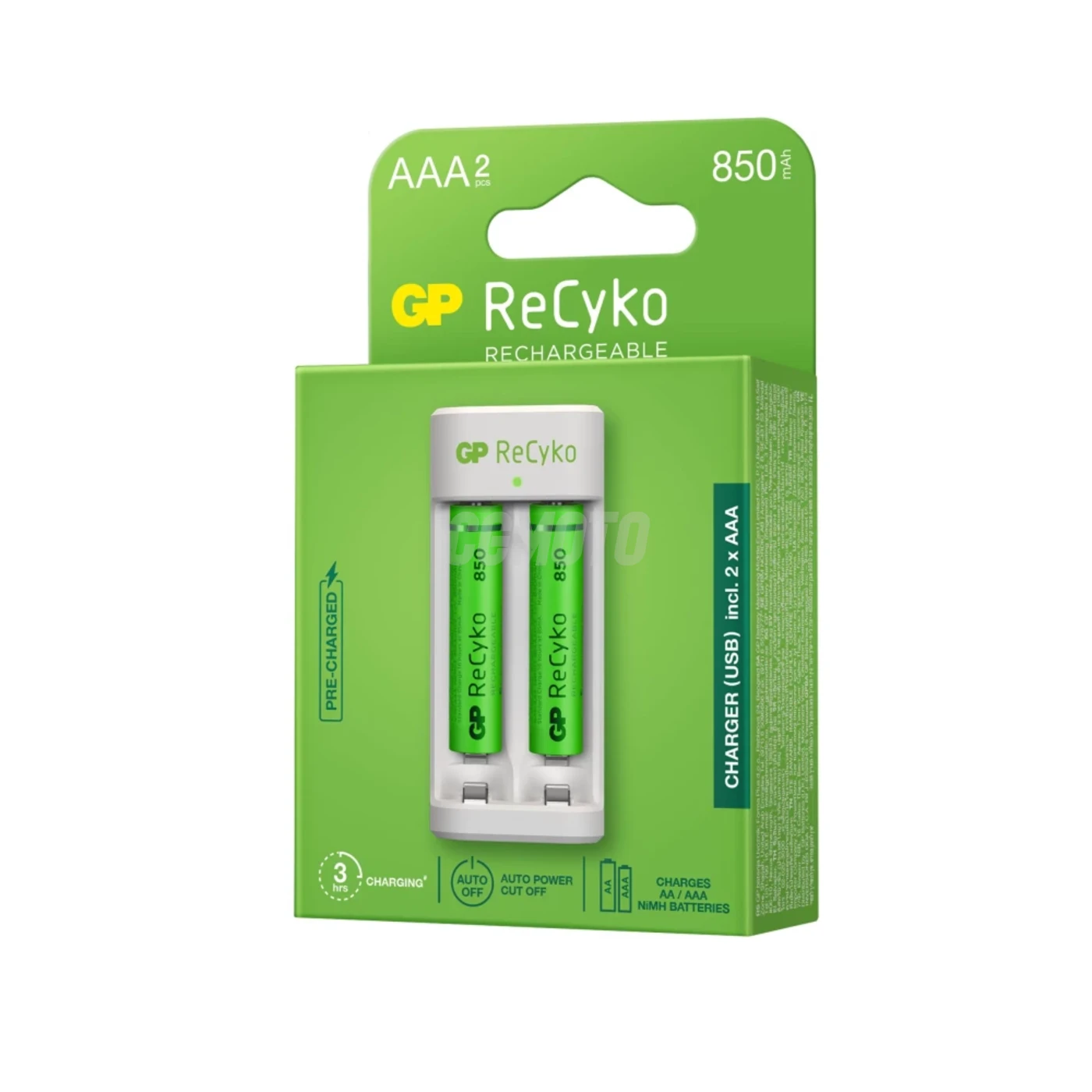 Standard charger GP E211 + 2 NiMH batteries AAA 850 mAh