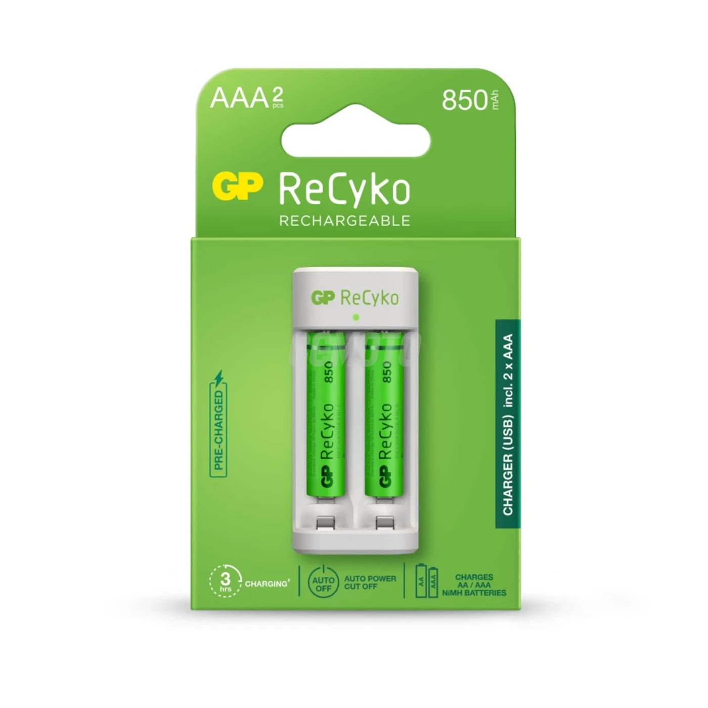 Standard charger GP E211 + 2 NiMH batteries AAA 850 mAh