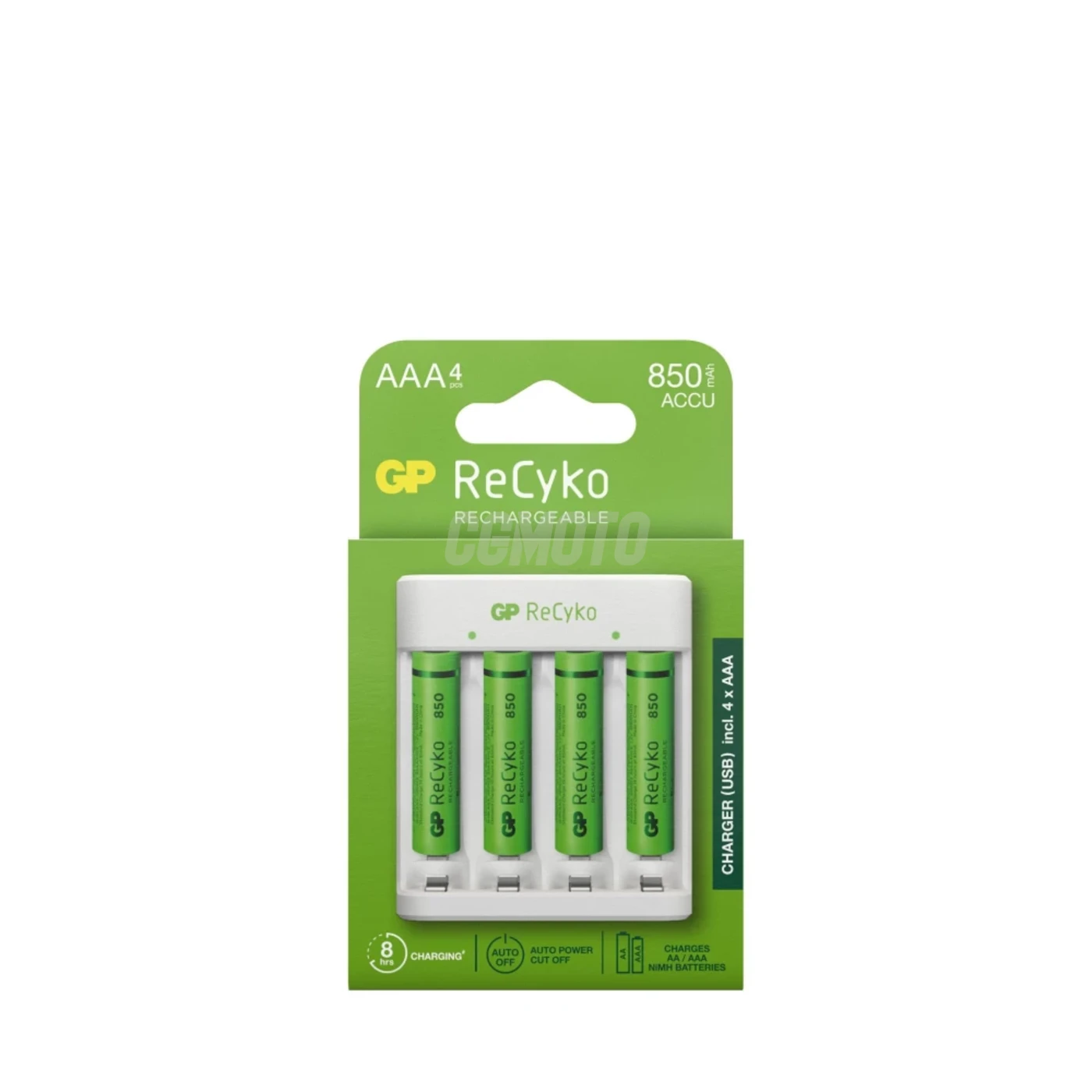 Standard charger GP E411 + 4 NiMH batteries AAA 800 mAh