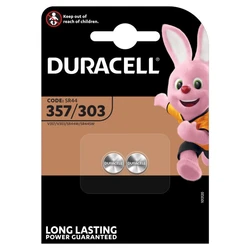 Duracell silver 357-303/G13/SR44W x 2 batteries
