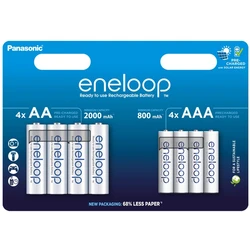 Rechargeable batteries MIX 4 x R6/AA + 4 x R03/AAA Panasonic Eneloop (blister)
