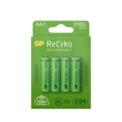 4 rechargeable NIMH batteries AA 1,2 V Recyko 2100 mAh