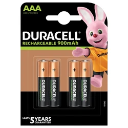 Duracell rechargeable R03 AAA Ni-MH 900 mAh x 4 batteries Duracell rechargeable R03 AAA Ni-MH 900 mAh x 4 batteries