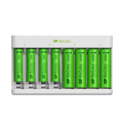 Standard charger GP E811 + 8 NiMH batteries 4xAA 2100mAh + 4xAAA 850mah